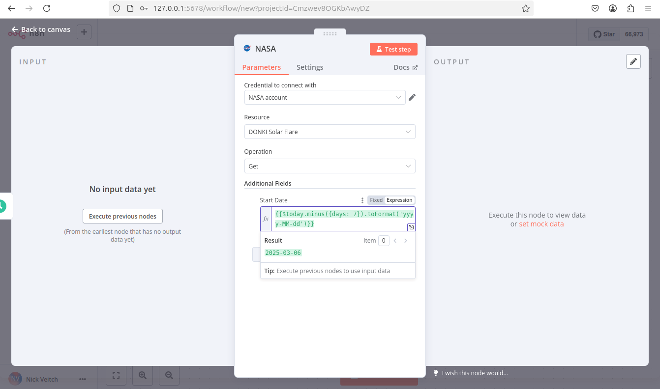 image showing the expression above generating a date